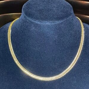 Vintage Gold Tone 18” Woven Unisex Chain Necklace Made in Korea NOS